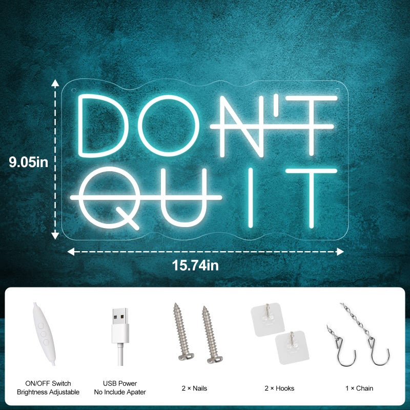 YIKBIK Don't Quit LED Neon Sign for Wall Decor, DO IT Neon Lights Party Decorations, USB Powered Switch LED Neon Lights Adjustable for Office, Gym, Man Cave, Gamer Room Decor - Image 4