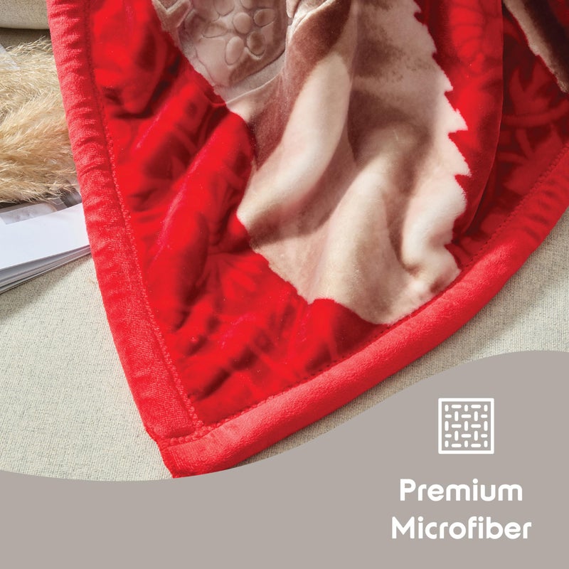 Nestl Korean Mink Blanket Queen Size - 9 Lbs Velvet Fleece Korean Blanket - 2 Ply Warm & Thick Winter Blanket - Wrinkle & Fade Resistant - 79 x 94 Inches (Maroon) - Image 2