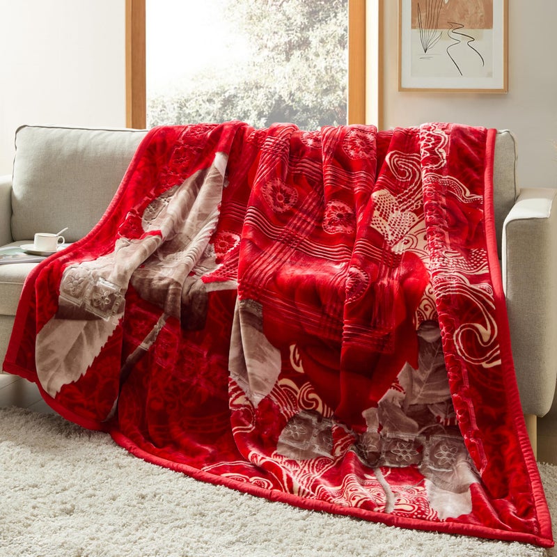 Nestl Korean Mink Blanket Queen Size - 9 Lbs Velvet Fleece Korean Blanket - 2 Ply Warm & Thick Winter Blanket - Wrinkle & Fade Resistant - 79 x 94 Inches (Maroon) - Image 1