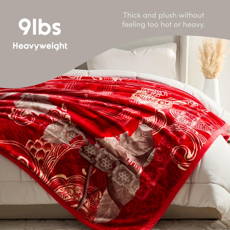 Nestl Korean Mink Blanket Queen Size - 9 Lbs Velvet Fleece Korean Blanket - 2 Ply Warm & Thick Winter Blanket - Wrinkle & Fade Resistant - 79 x 94 Inches (Maroon) - Image 4