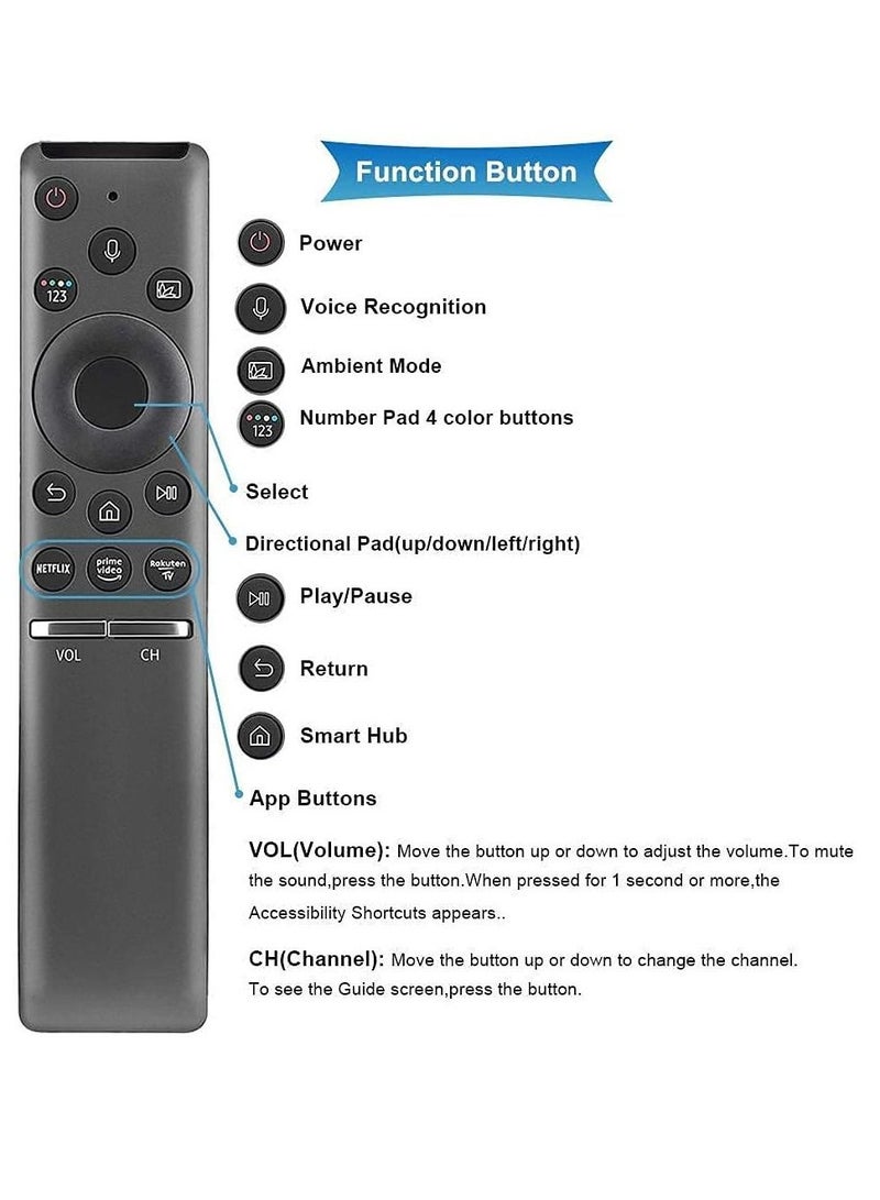Remote for Samsung Smart TV Voice Mic Bluetooth Replacement Controller BN59-01312A and Samsung 4K 8K UHD Curve TV, Samsung 6 7 8 Series LED LCD QLED 32 40 43 45 49 50 55 60 inch TV - Image 5