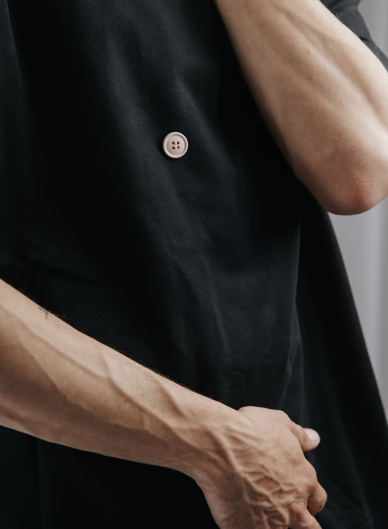 Snugface Snugface The Button Oversized Tshirts, Black, SF15-6BLK, Size-M