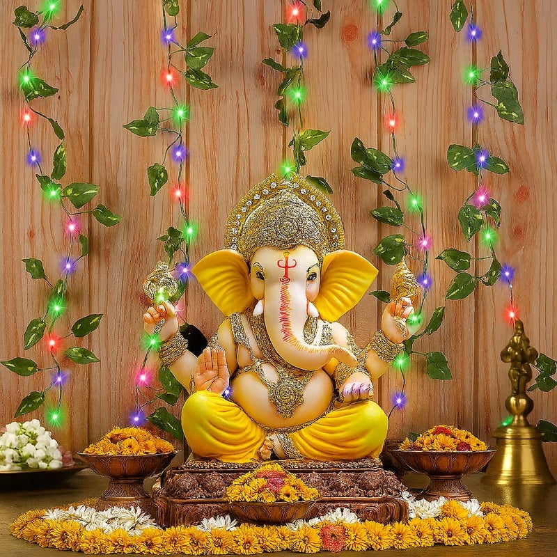 Gesto أضواء خيوط LED على شكل ستارة أوراق صناعية - أضواء خيالية متعددة الألوان مع وحدة تحكم بـ 8 أوضاع، قابس AC للمنزل، الغرفة، الجدار، عيد الميلاد، الزفاف وزينة ديوالي، أضواء أوراق خضراء معلقة (10x3 قدم) - Image 3