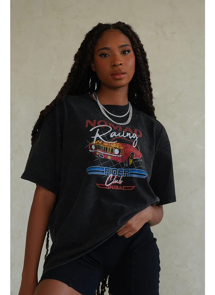 نوماد Women's Acid Wash Graphic T-Shirt