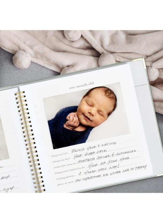ZICOTO Keepsake Baby Memory Book for Boys and Girls – Timeless First 5 Year Baby Book – Gender Neutral Sage Baby Journal Scrapbook or Photo Album - A Milestone Book to Record Every Event from Birth to Age 5  - Image 2