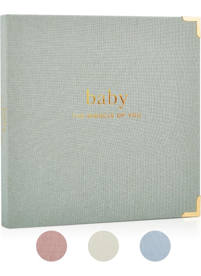 ZICOTO Keepsake Baby Memory Book for Boys and Girls – Timeless First 5 Year Baby Book – Gender Neutral Sage Baby Journal Scrapbook or Photo Album - A Milestone Book to Record Every Event from Birth to Age 5  - Image 1