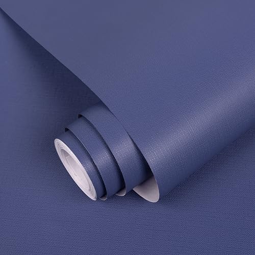 Abyssaly Blue Peel and Stick Wallpaper Blue Contact Paper Waterproof Self Adhesive Removable Wall Paper Textured Wallpaper Decorative for Wall Covering Countertop Table Vinyl Film 157 X 196 - Image 1