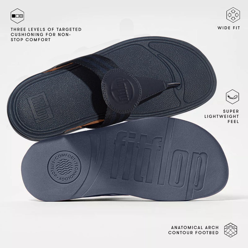 FitFlop صنادل فيت فلوب للنساء ووكستار بتصميم تو بوست، صنادل خفيفة الوزن وعريضة للنساء مع دعم قوس مبطن، صنادل فيت فلوب بتصميم ثونغ مع امتصاص للصدمات للمشي، لون منتصف الليل البحري، 8 أمريكي - Image 4