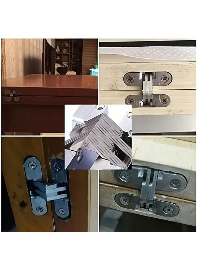 2 Pcs Heavy Duty Stainless Steel Invisible Hinges For Wooden Boxes Interior Doors - Image 4