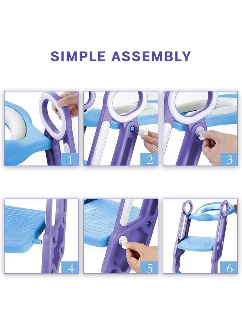 إيونتو مقعد تدريب على استخدام المرحاض مع سلم - مقعد مرحاض للأطفال الصغار مع مسند متدرج وتصميم مضاد للانزلاق للأطفال والرضع - Image 3