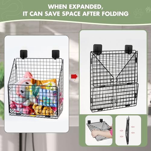 Greentainer Large Bath Toy Storage, Metal Bathtub Shower Toy Holder, Foldable bath Tub Toy Organizers Black, Bathroom Toy Storage with Drainage for Sorting Toys/Clothes/Toiletries - Image 5