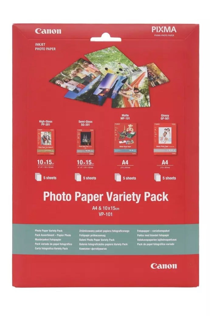 Canon Photo Paper Variety Pack 4x6 and A4 (VP-101) - Image 1