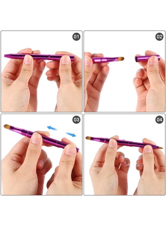 TOODOO Dual End Lip Brush Concealer Brushes 3 Pieces Retractable Lipstick Eyeshadow Foundation Makeup Brush Tool Applicators Set(Gold, Black, Purple) - Image 5