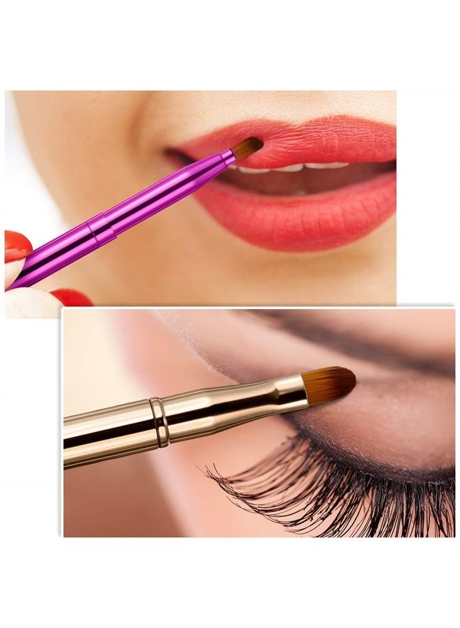 TOODOO Dual End Lip Brush Concealer Brushes 3 Pieces Retractable Lipstick Eyeshadow Foundation Makeup Brush Tool Applicators Set(Gold, Black, Purple) - Image 2