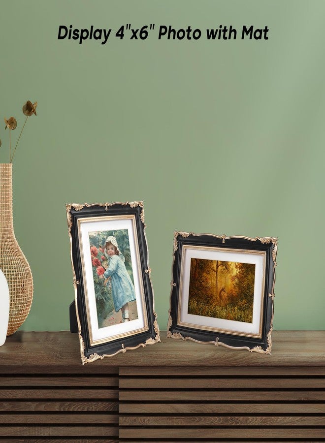 PHAREGE Vintage Picture Frame 5x7 Black Gold, 5 by 7 Ornate Decorative Antique Frame with Mat for 4x6 Photo, Fancy Matted Frame for Desktop or Wall, Horizontal or Vertical - Image 5