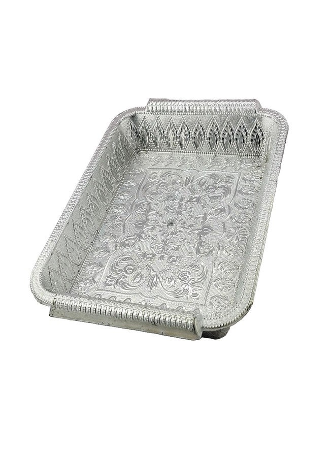 SAI PRASEEDA Decorative Non Metallic Silver Finish Serving Trays/Thalis (33 x 25 x 3 cm-Pack of 6 |Traditional Seer Plates for Return Gifts, Pooja, Festivals, Weddings & Home Décor BiGSLR-2 - Image 5