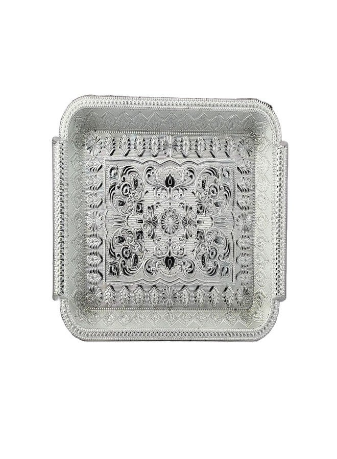 SAI PRASEEDA Decorative Non Metallic Silver Finish Serving Trays/Thalis (33 x 25 x 3 cm-Pack of 6 |Traditional Seer Plates for Return Gifts, Pooja, Festivals, Weddings & Home Décor BiGSLR-2 - Image 4
