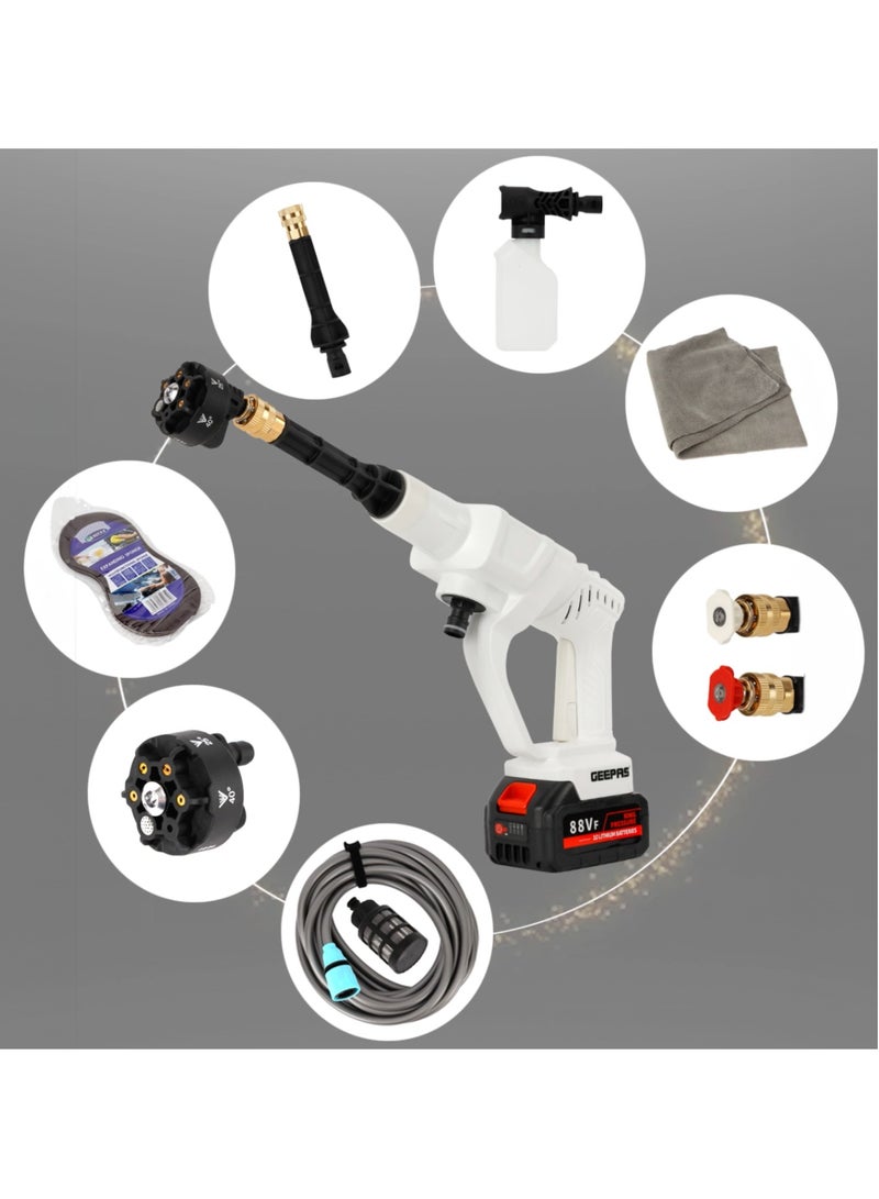 GEEPAS Rechargeable Portable Washer| Super Endurance Durable Use 7.5 Meter portable Hose| Smart One-Button Operation Perfect for Vehicle Cleaning, Outdoor Furniture, Gardening Equipment| GCW19042 Black/White - Image 1