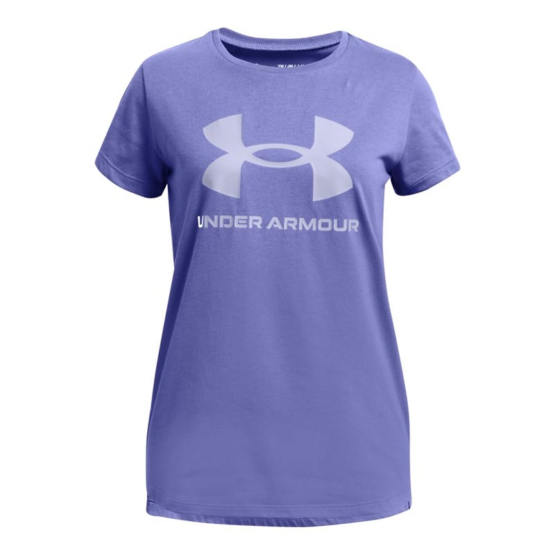 Under Armour Girls' Live Sportstyle Graphic Short-Sleeve T-Shirt, (562) Starlight / / Celeste, Youth Small - Image 3