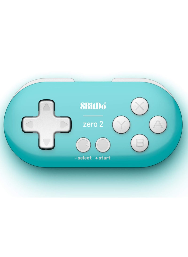 8Bitdo Zero 2 Bluetooth Key Chain Sized Mini Controller for Nintendo Switch, Windows, Android and macOS (Turquoise Edition) - Image 1