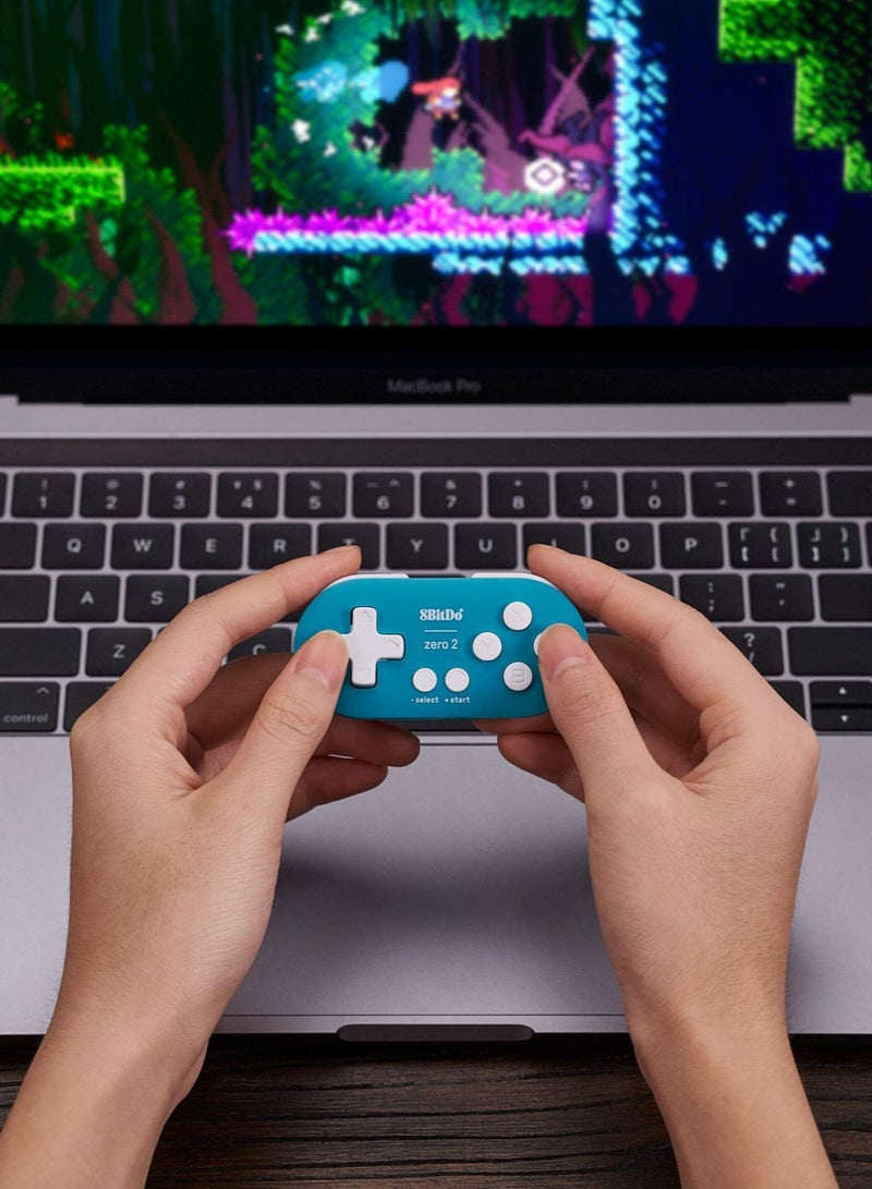 8Bitdo Zero 2 Bluetooth Key Chain Sized Mini Controller for Nintendo Switch, Windows, Android and macOS (Turquoise Edition) - Image 3