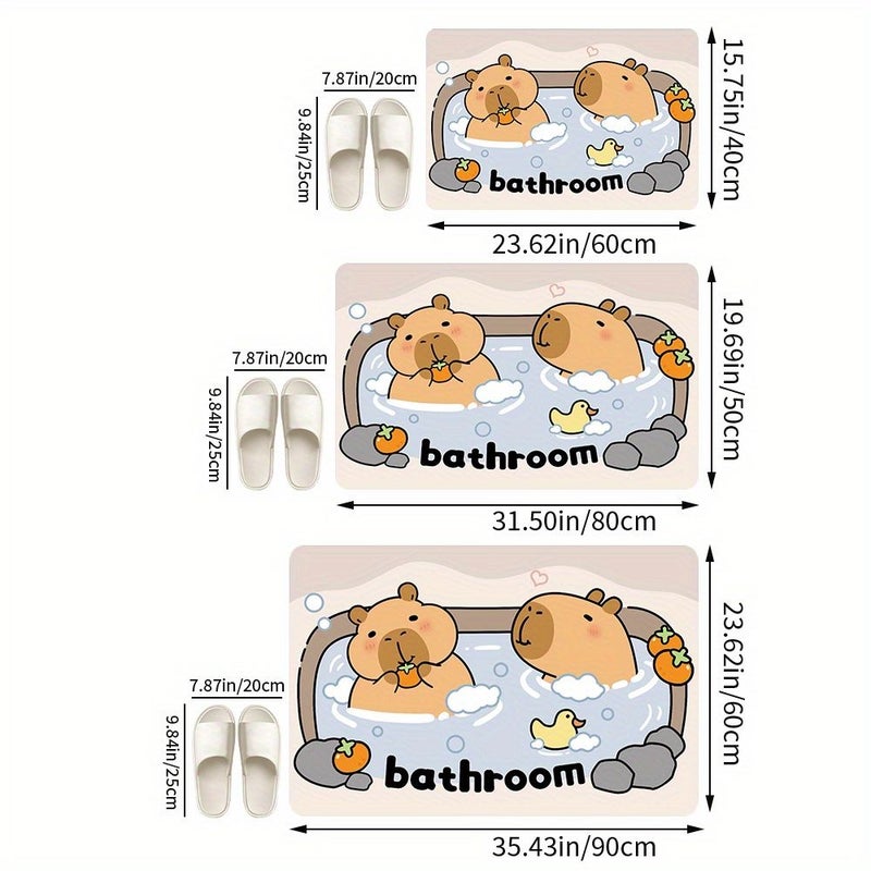 Capybara Bath Mat With Cute Design 40x60cm Non Slip Bathroom Rug - Image 4