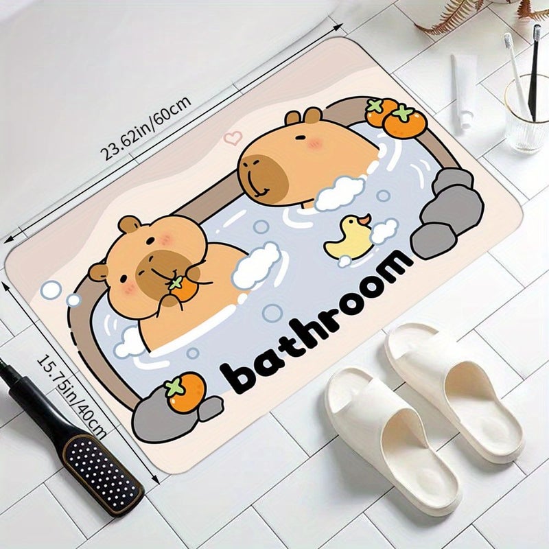 Capybara Bath Mat With Cute Design 40x60cm Non Slip Bathroom Rug - Image 3
