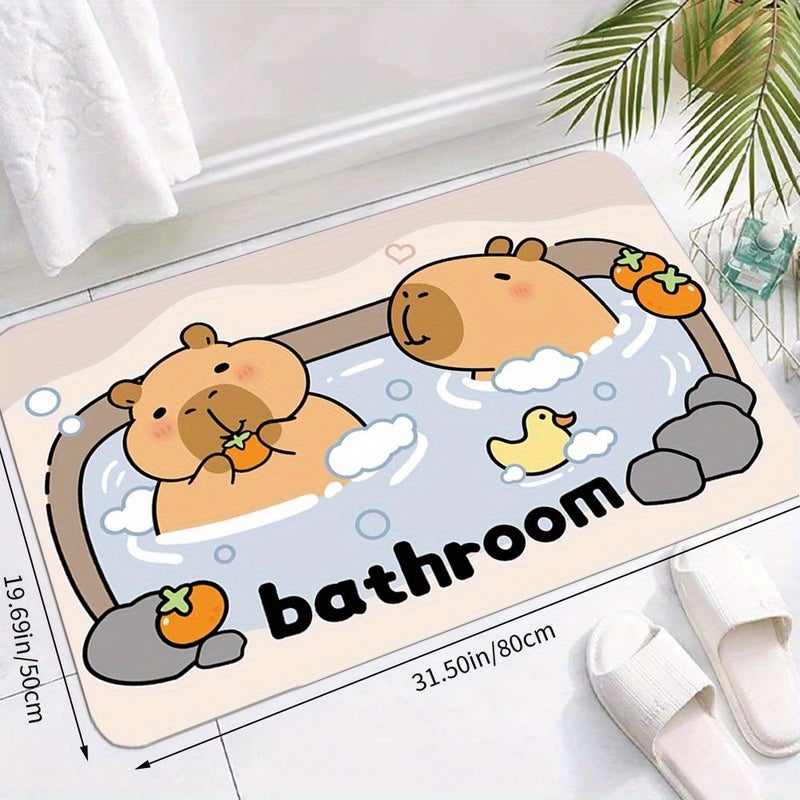 Capybara Bath Mat With Cute Design 40x60cm Non Slip Bathroom Rug - Image 5