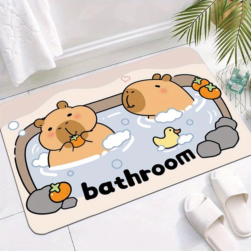 Capybara Bath Mat With Cute Design 40x60cm Non Slip Bathroom Rug - Image 2