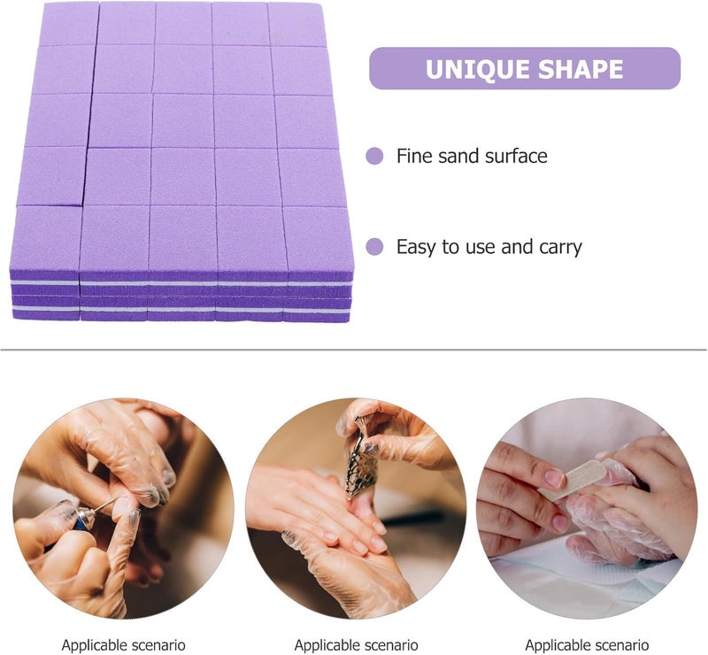 SAFIGLE 50pcs Purple Nail Buffer Block Sponge Nail File Set Manicure Pedicure for Home and Professional Use - Image 3