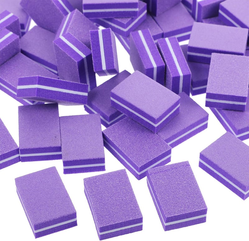 SAFIGLE 50pcs Purple Nail Buffer Block Sponge Nail File Set Manicure Pedicure for Home and Professional Use - Image 1
