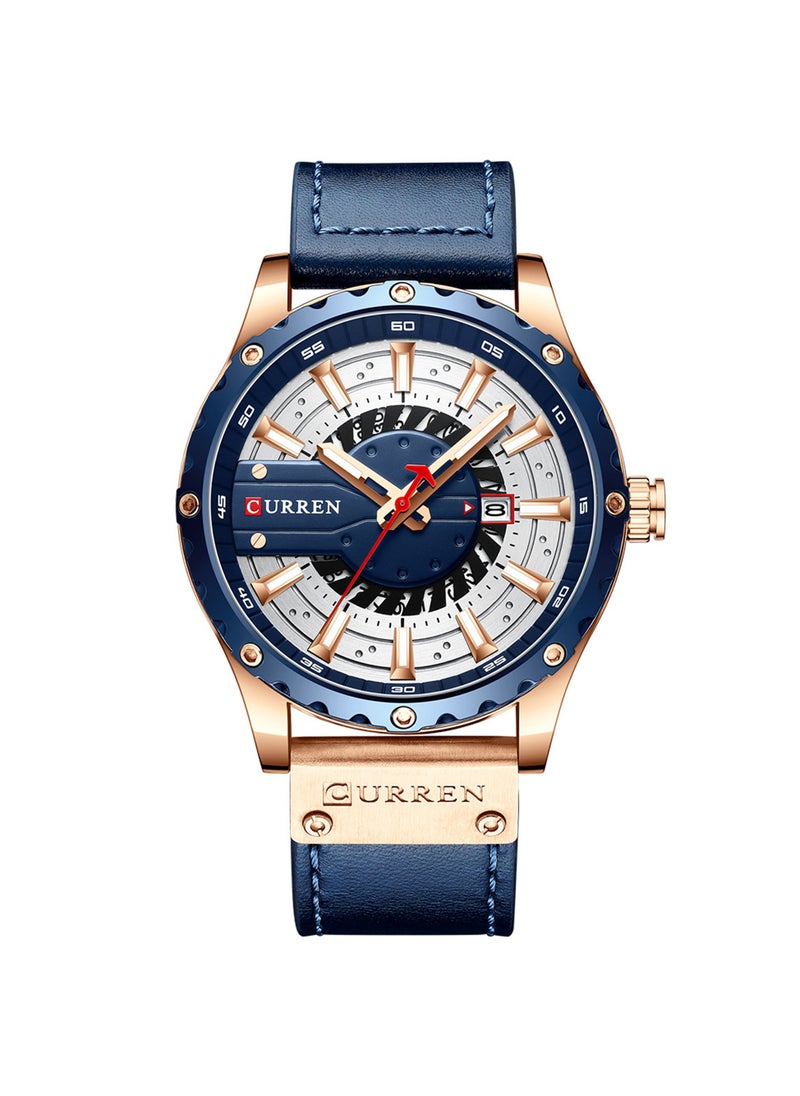 CURREN 8374 Men's Waterproof Calendar Watch Simple Business Leather Watch  - Image 1