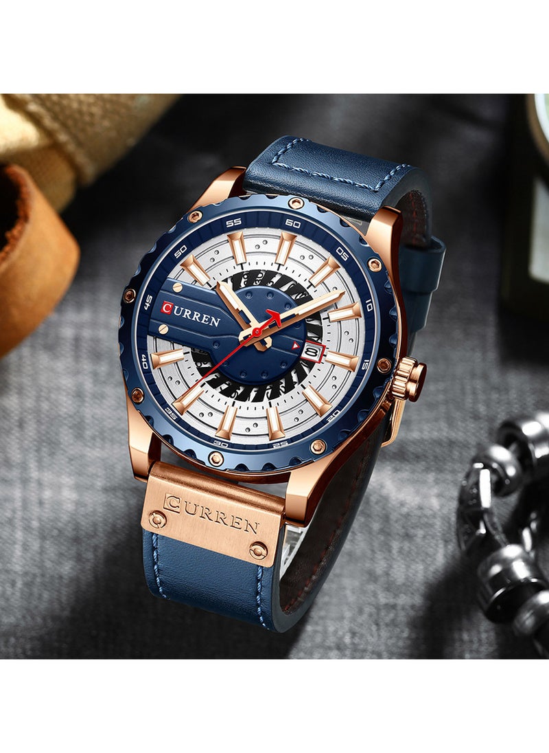 CURREN 8374 Men's Waterproof Calendar Watch Simple Business Leather Watch  - Image 3