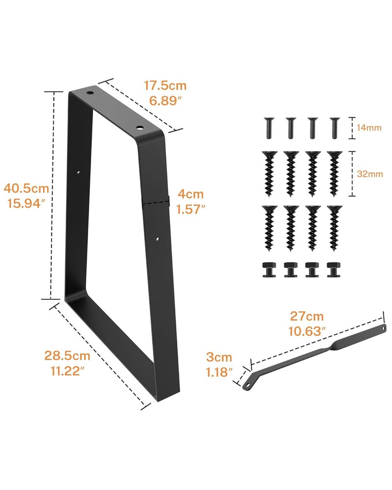 Signstek 16 inch Trapezoid Metal Table Legs Replacement Furniture Legs Set of 2 for DIY Coffee Tables Modern Desks Night Stands Bench Sofa etc with Heavy Duty Iron and Industrial Design Black - Image 3