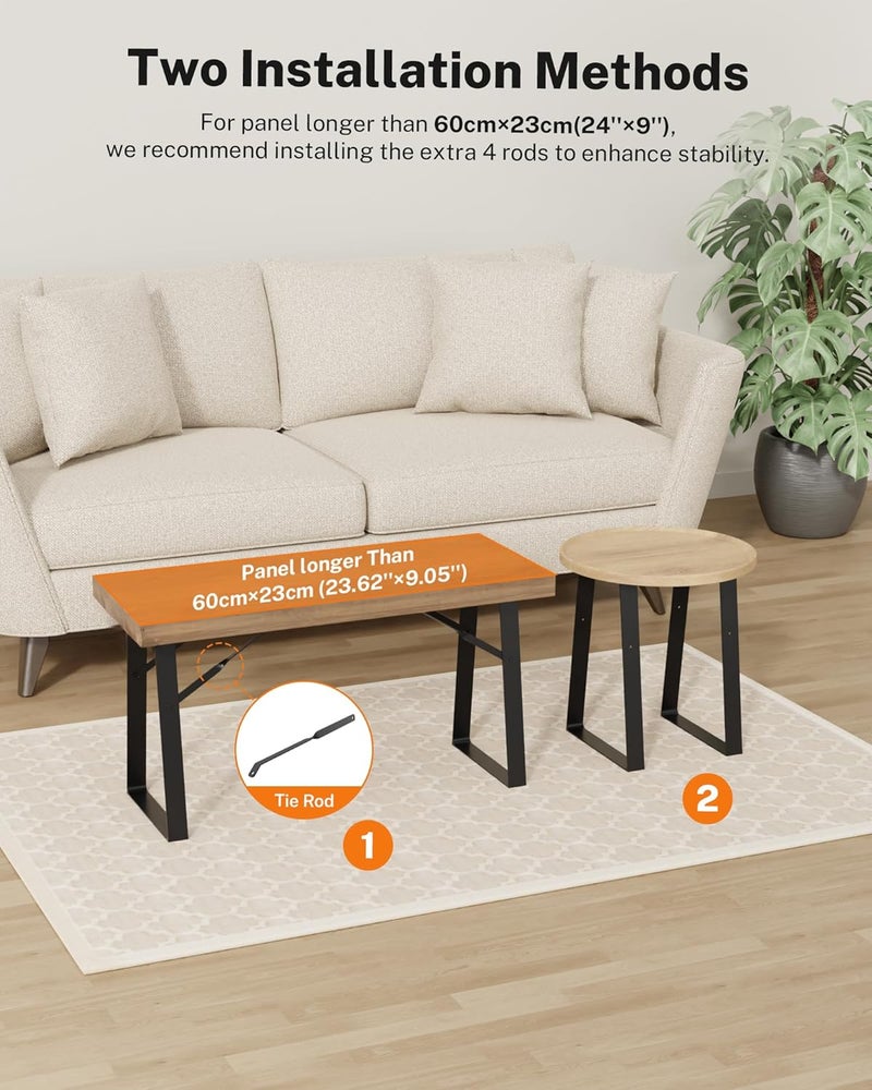 Signstek 16 inch Trapezoid Metal Table Legs Replacement Furniture Legs Set of 2 for DIY Coffee Tables Modern Desks Night Stands Bench Sofa etc with Heavy Duty Iron and Industrial Design Black - Image 2