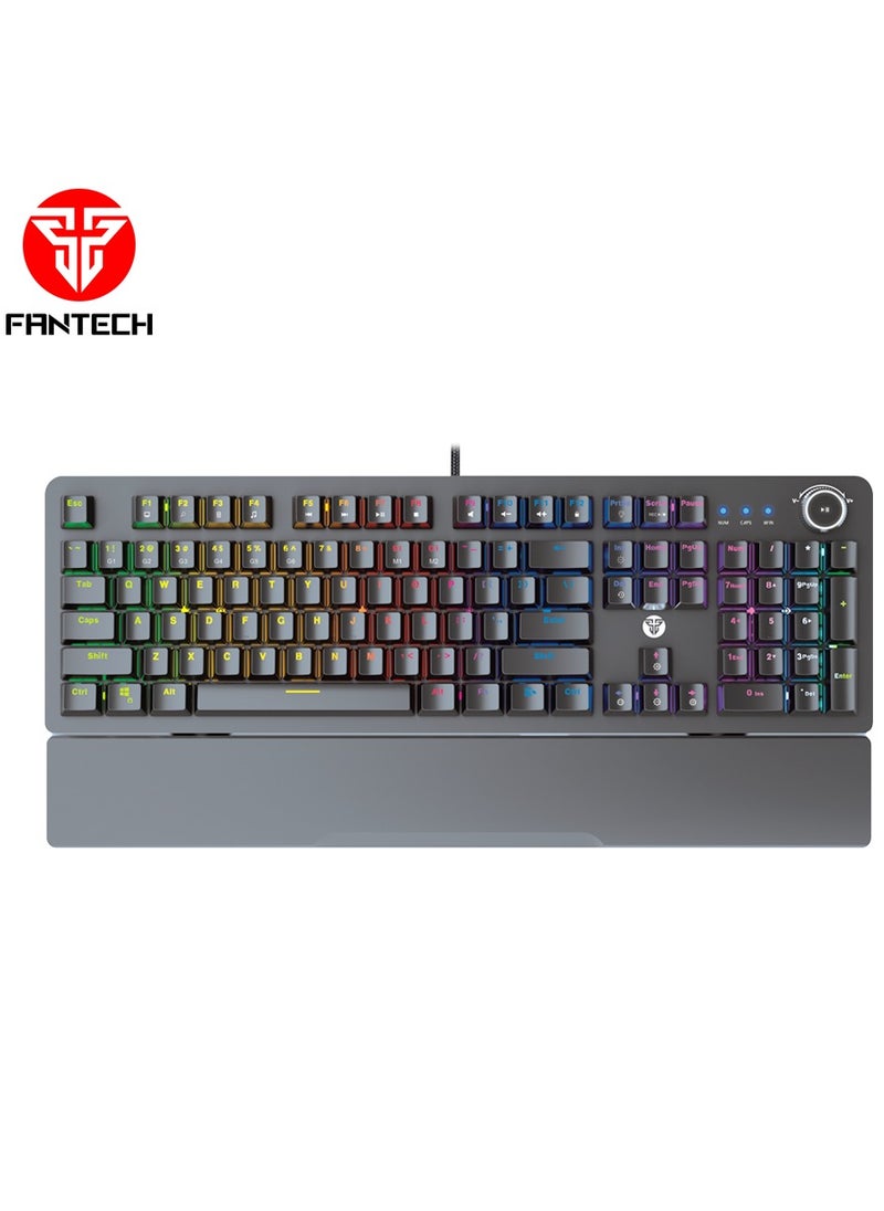 FANTECH - Wired  Computer Keyboard, Full-Size Keyboard, 104-keys Mechanical Gaming Keyboard(Blue Switches), USB Plug-and-Play, 22 RGB Modes, Volume Scroll Wheel, Detachable Wrist Rest，Compatible with PC, Laptop - Image 1