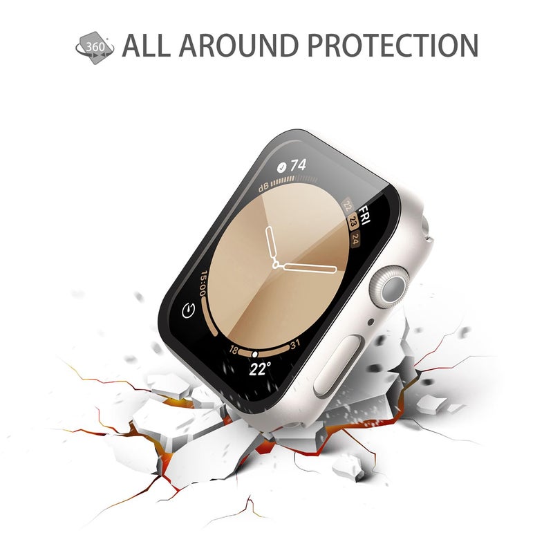 Misxi 2 Pack Hard PC Case with Tempered Glass Screen Protector Compatible with Apple Watch SE 3 (2025) SE 2 SE Series 6 Series 5 Series 4 40mm, Anti-Drop Scratch Resistant Cover for iWatch, 2 Starlight - Image 4