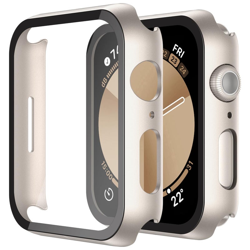 Misxi 2 Pack Hard PC Case with Tempered Glass Screen Protector Compatible with Apple Watch SE 3 (2025) SE 2 SE Series 6 Series 5 Series 4 40mm, Anti-Drop Scratch Resistant Cover for iWatch, 2 Starlight - Image 1