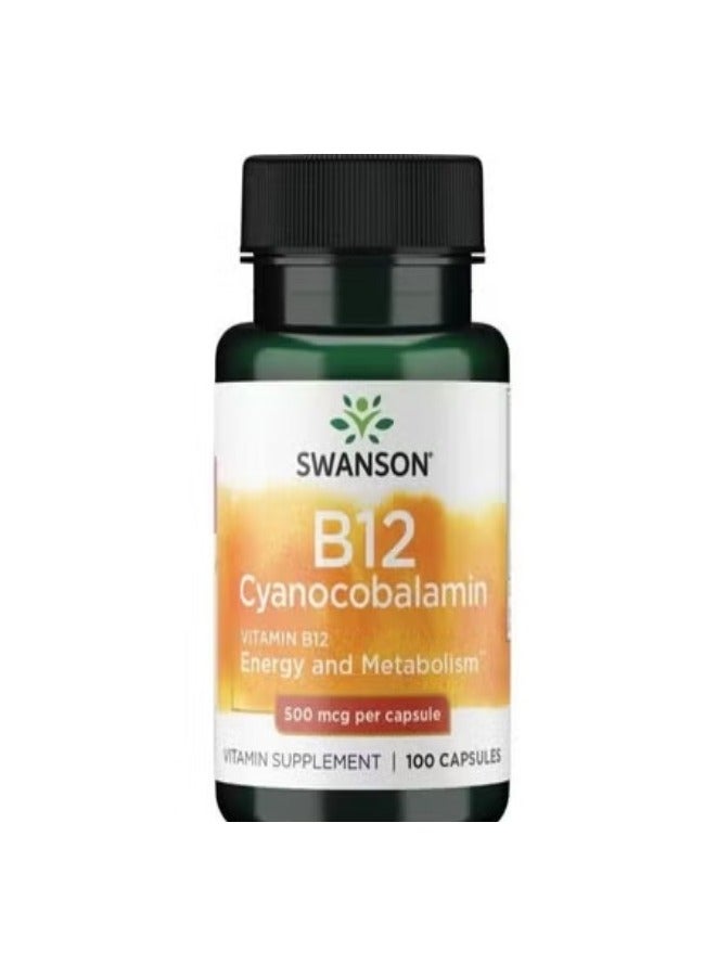 Vitamin B12 500 mcg 100 Capsules