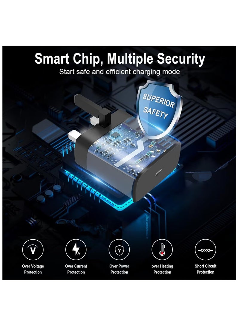 GUDOO شاحن شحن فائق السرعة 45 وات بمنفذ USB C - متوافق مع S24 S23 S22 S21 S20 Ultra، S24+ S23+ S22+ S21+، A53، A15، A 55، A54 - محول طاقة من النوع C - Image 3