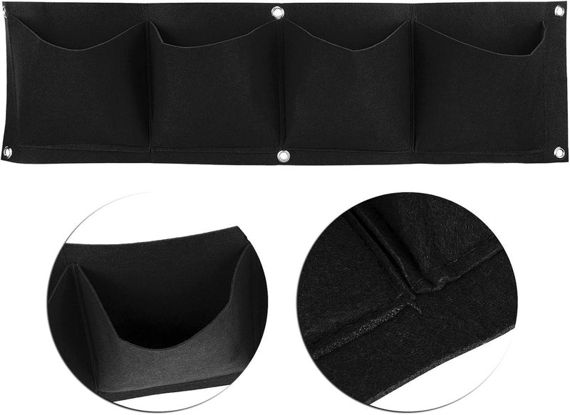 ويوبلز أكياس زراعة النباتات الجدارية، 4 قطع، 4 جيوب، أكياس زراعة نباتات جدارية قابلة لإعادة الاستخدام والتحلل، مصنوعة من اللباد (أسود) - Image 4