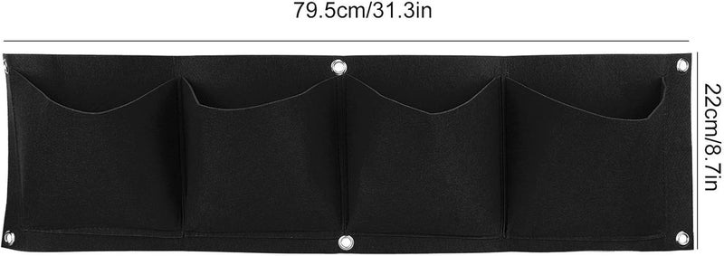 ويوبلز أكياس زراعة النباتات الجدارية، 4 قطع، 4 جيوب، أكياس زراعة نباتات جدارية قابلة لإعادة الاستخدام والتحلل، مصنوعة من اللباد (أسود) - Image 3