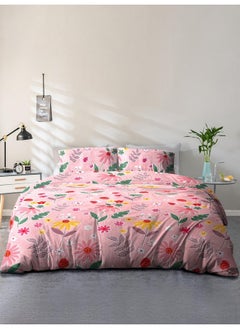 Cortina Cortina 120 TC 100% Microfiber Printed Double Bedsheet Set with Two Pillow Case | King Bedsheet Set|Breathable and Skin Friendly| (2.5x2.3m, Floral - Pink)  - Image 2