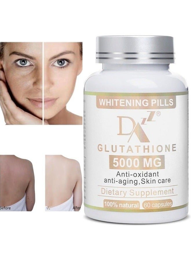 DAZZEL Glutathione Whitening Pills 60 Capsules 5000 Mg Effective Skin Lightening Supplement Dark Spots Melasma And Acne Scar Remover - Image 1