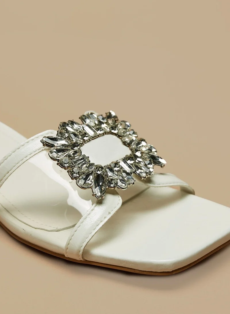 Flora Bella Embellished Slip On Sandals with Block Heels