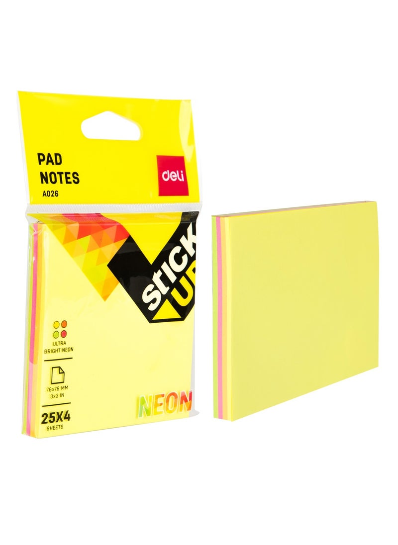 Deli 100-Piece Sticky Notes 3x3 Inch Size Multicolour  - Image 1