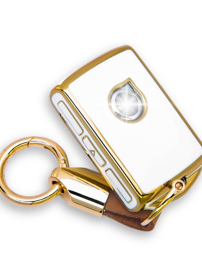 wnilian keyshell keychain for key fob cover case fits Polestar 1 T5 T6 V60 V90 XC40 XC60 XC90 S60 S90 4button White - Image 1