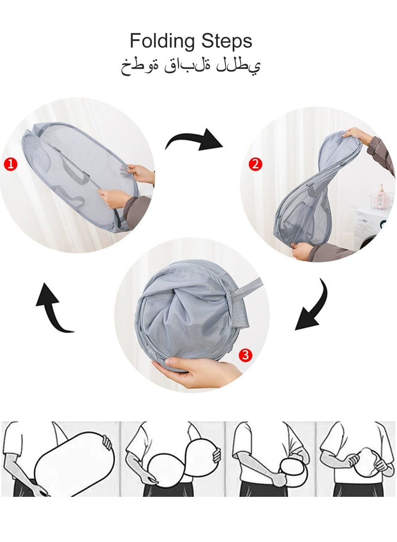 EZGOZ Laundry Basket Clothes Hamper, Foldable Storage Basket,Collapsible Clothes Washing Laundry Hamper,Travel Hamper,Mesh Pop Up Laundry Hamper with Carry Handle,Toy storage bag  - Image 5
