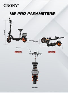 Crony CronyM5 Pro High Speed Electric Scooter Up to 45 km/h 10-Inch Wide Tires, Mobile Phone Holder Bluetooth Speaker,Rear Luggage Box Rearview Mirrors Dual LED Headlamps IPX4 Waterproof App Connectivity  - Image 4