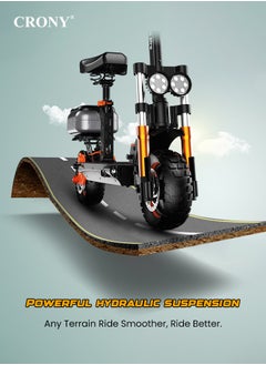 Crony CronyM5 Pro High Speed Electric Scooter Up to 45 km/h 10-Inch Wide Tires, Mobile Phone Holder Bluetooth Speaker,Rear Luggage Box Rearview Mirrors Dual LED Headlamps IPX4 Waterproof App Connectivity  - Image 2